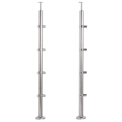 Słupek balustradowy narożny ze stali nierdzewnej &ndash; fi 42,4/ H1060/ 1102,4 mm/ 2x4 uchwyty, polerowany