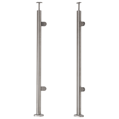 Słupek balustradowy końcowy prawy/lewy ze stali nierdzewnej &ndash; fi 42,4/ H1060/ 1102,4 mm/ 2 uchwyty, szlifowany
