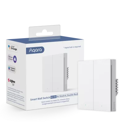 Przełącznik AQARA Smart Wall Switch - bez przewodu neutralnego, dwa przyciski, biały (WS-EUK02)