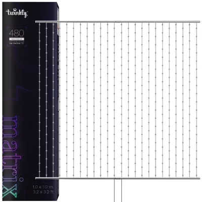 Kurtyna świetlna Twinkly Matrix - 480 RGB LED Lights Pearl Shaped, Clear Wire, Plug Type F