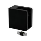 Uchwyt do szkła prostokątny - 45x45x26 mm, do powierzchni płaskiej ze wspornikiem, czarny