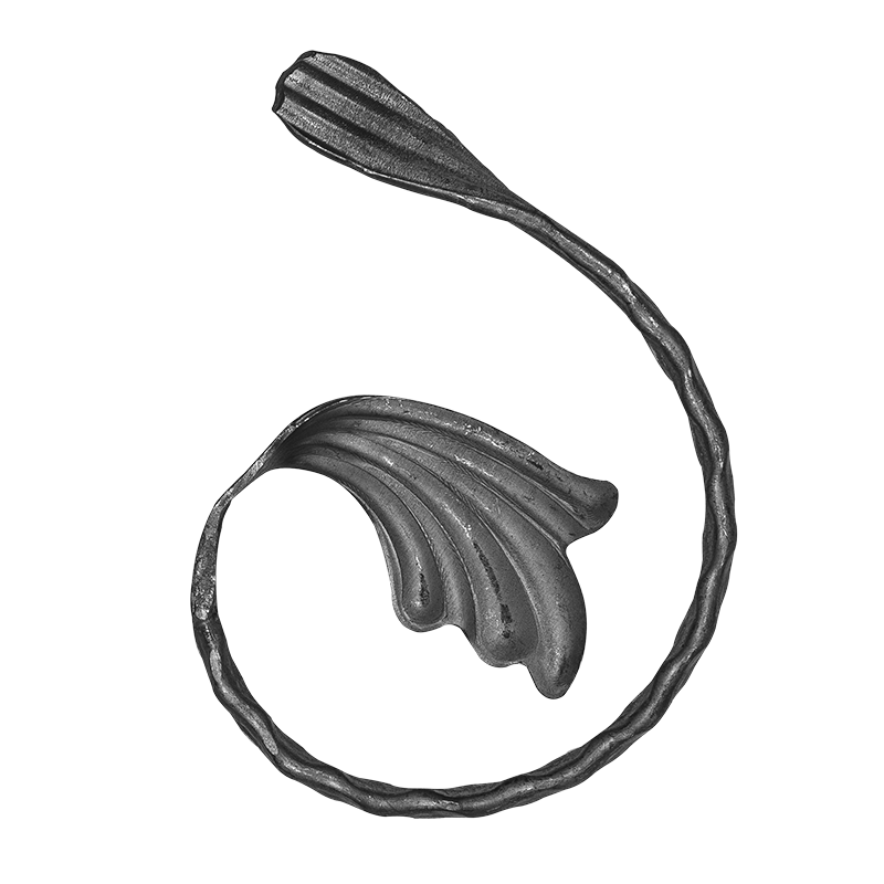 Spirala kuta typu P fakturowana z liściem 12x6 mm H150 x L100 mm prawa