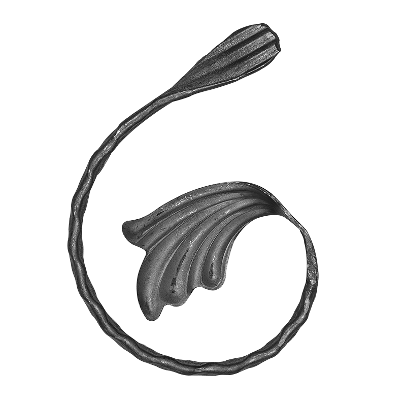 Spirala kuta typu P fakturowana z liściem 12x6 mm H150 x L100 mm lewa