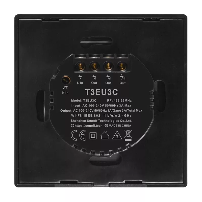 Dotykowy włącznik światła WiFi + RF 433 Sonoff T3 EU TX (2-kanałowy)