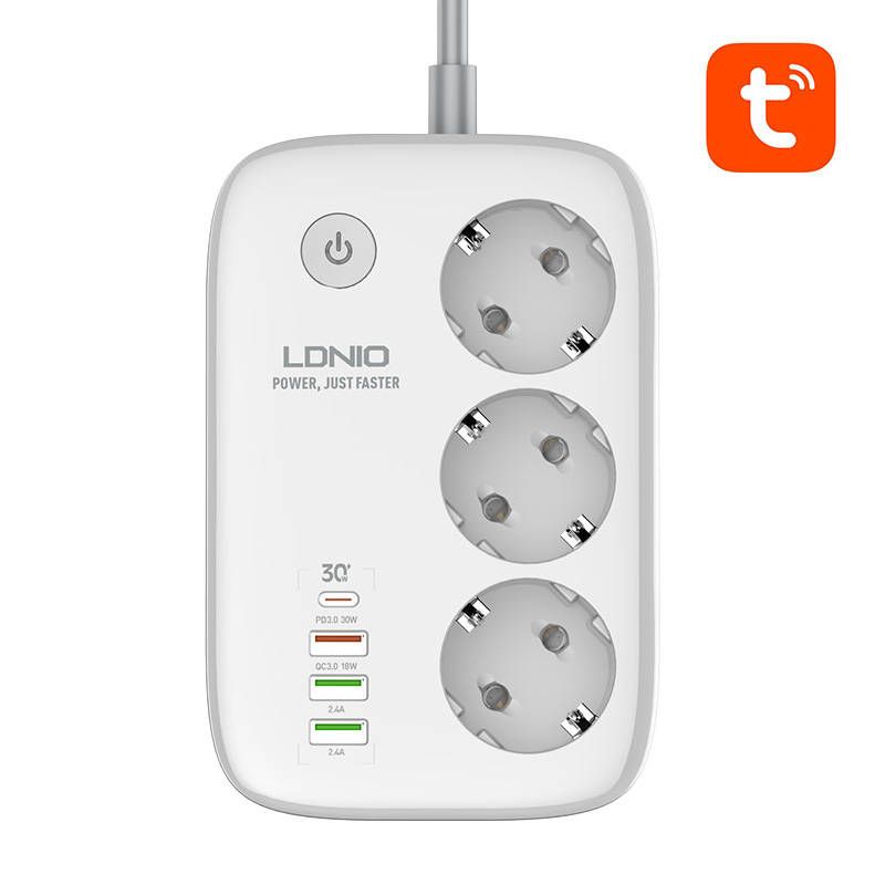 Inteligentna listwa zasilająca Wi-Fi LDNIO SEW3452 Tuya – biała Inteligentna listwa zasilająca Wi-Fi LDNIO SEW3452 Tuya – biała