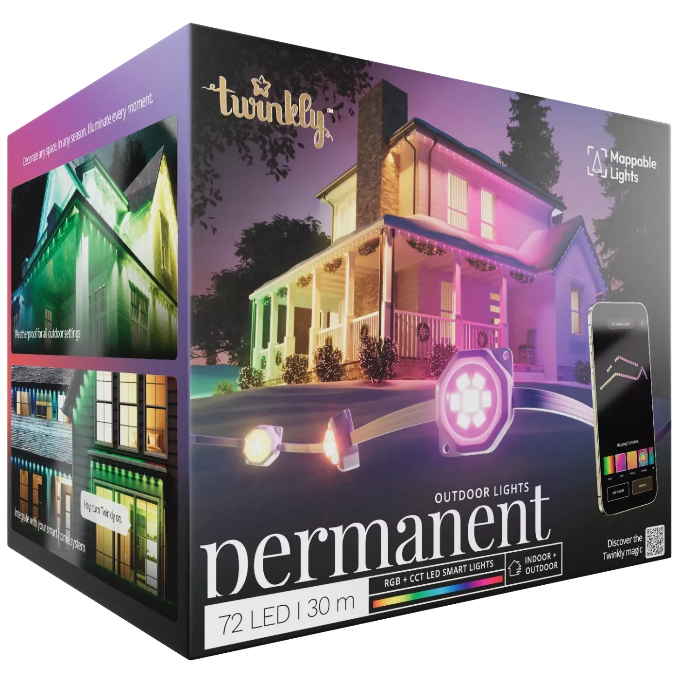Oświetlenie całoroczne Twinkly Permanent Light - 72 RGB LED String, White Wire, Plug F