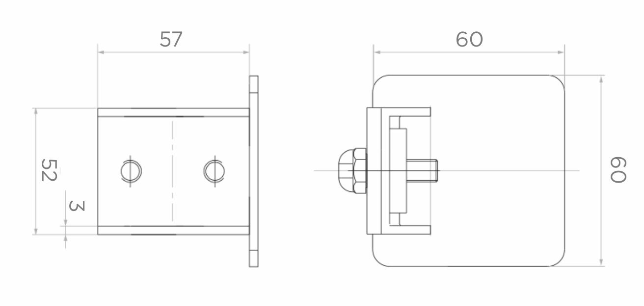 Zakończenie profilu jezdnego bramy przesuwnej 60x60 mm