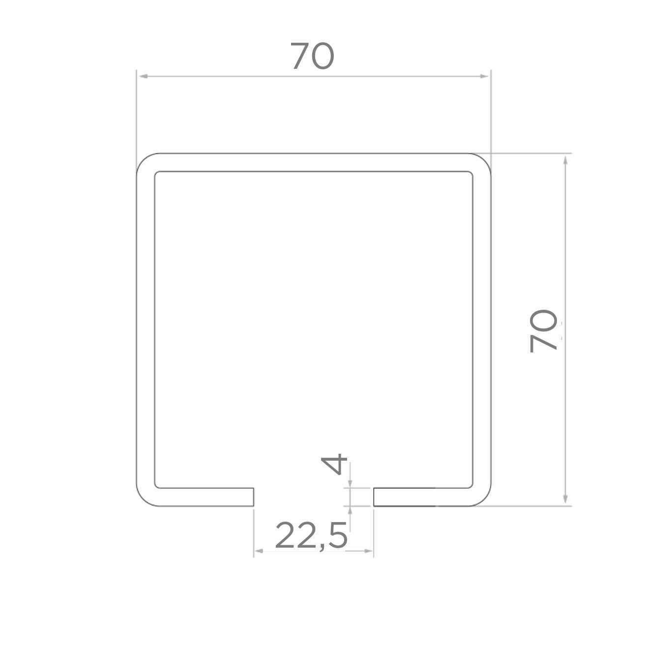 Szyna do bramy przesuwnej, ceownik 70x70x22, długość 6000 mm