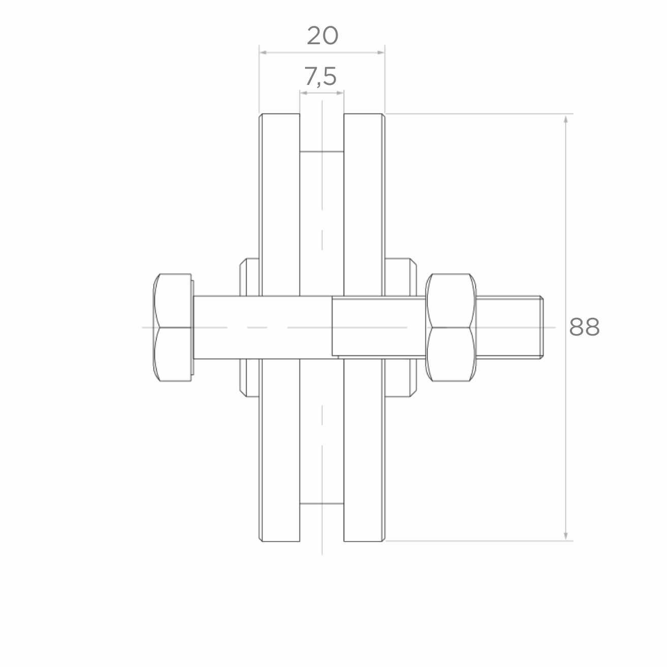 Rolka jezdna stalowa typu "T" – fi 88x20 mm