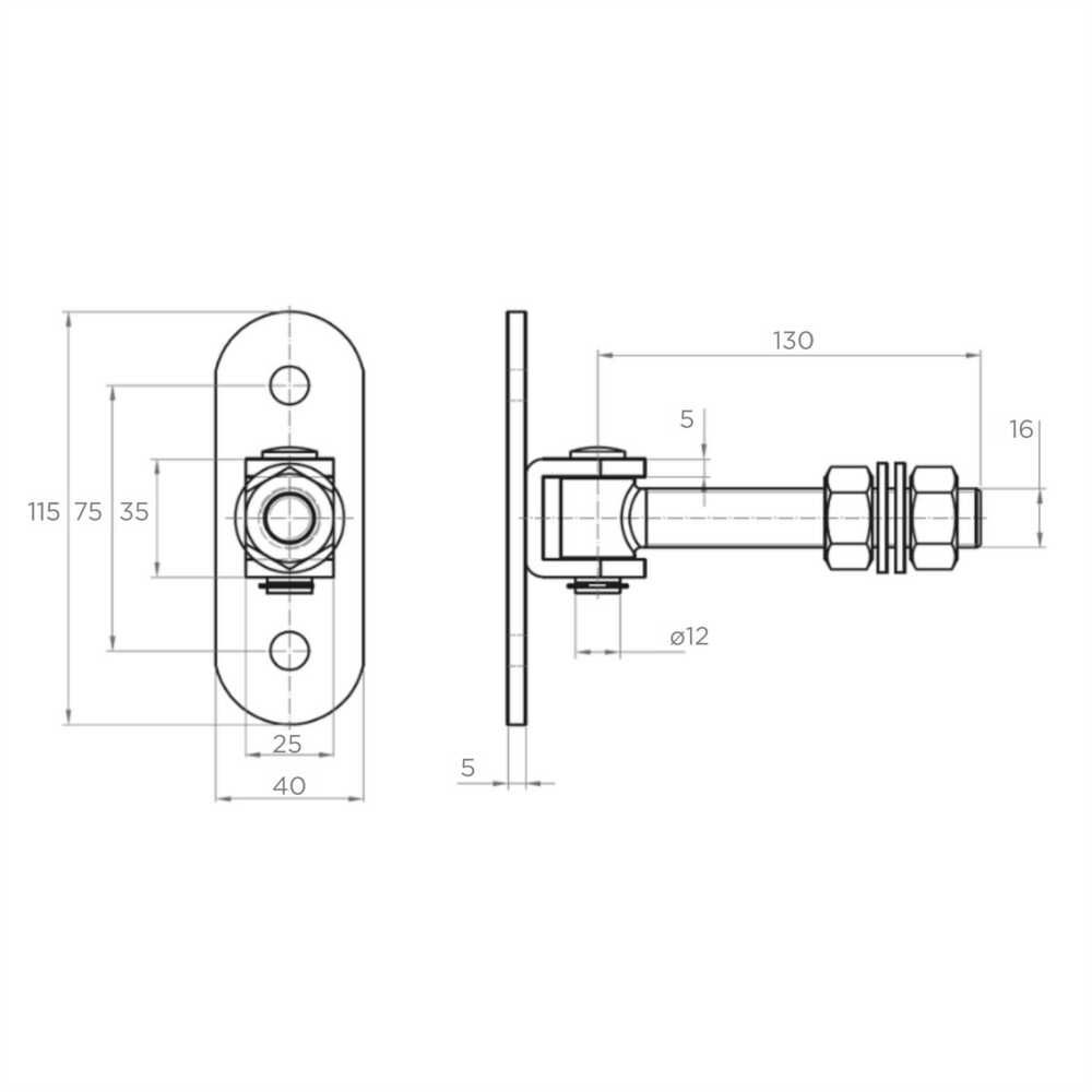 Zawias regulowany M16 z szyldem 115x40 mm