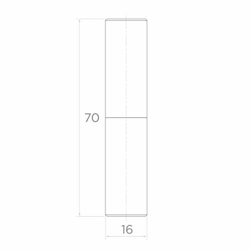 Zawias toczony do bramy skrzydłowej z kulką D16 x H70 mm