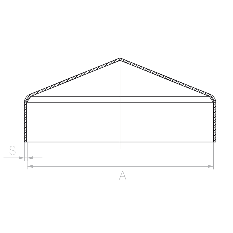 Daszek stalowy kopertowy na słupek 80x80x1 mm, wysoki rant