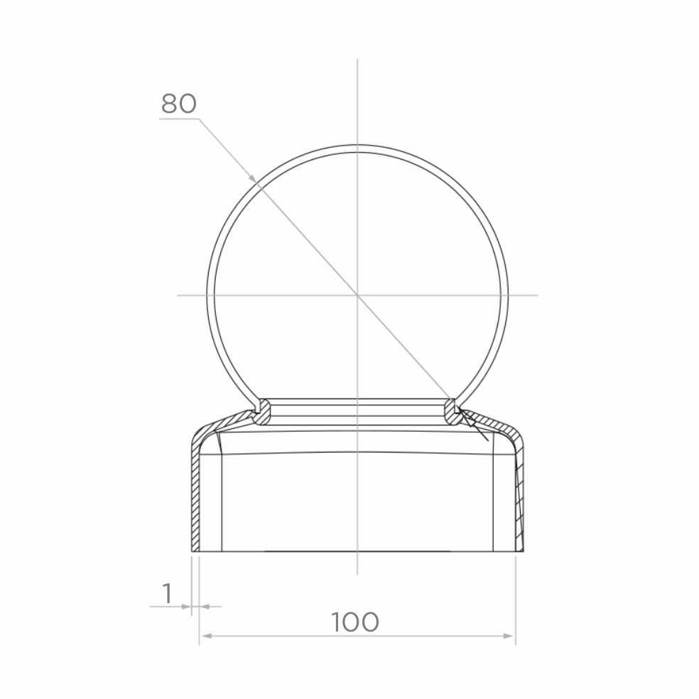 Daszek stalowy na słupek 100 x 100 mm kula fi 80 mm