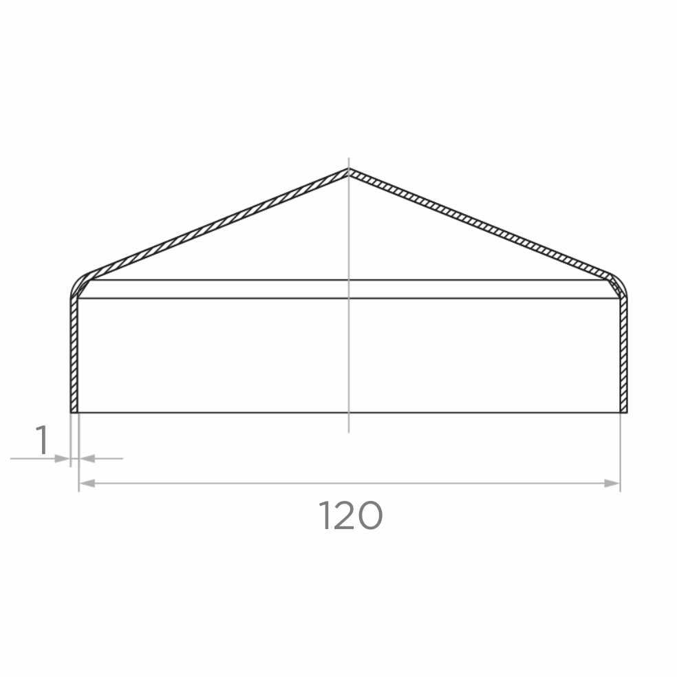 Daszek stalowy kopertowy na słupek 120x120/1 mm, wysoki rant, ocynkowany