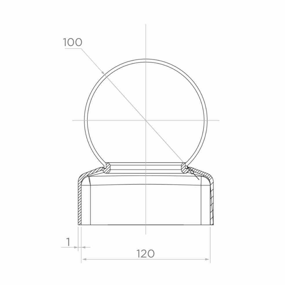 Daszek stalowy na słupek 120 x 120 mm kula fi 100 mm