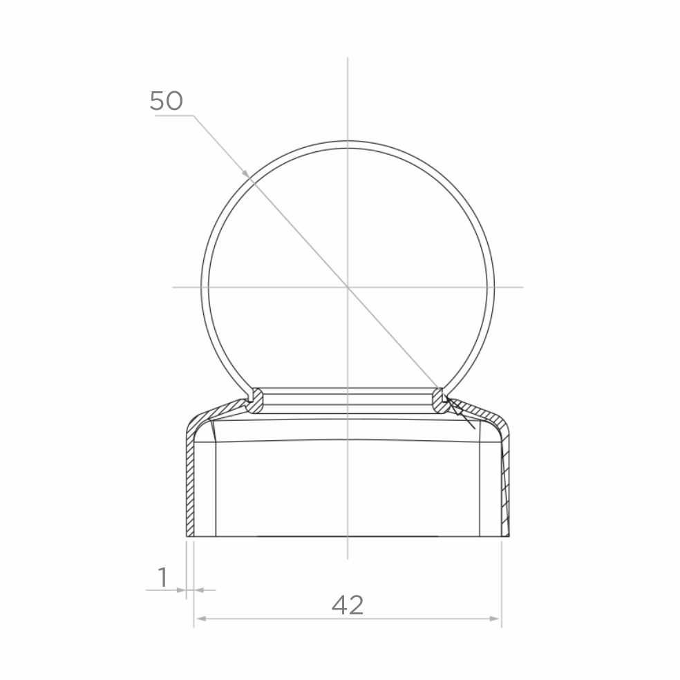 Daszek stalowy na słupek Fi 42mm kula 50mm, ocynkowany