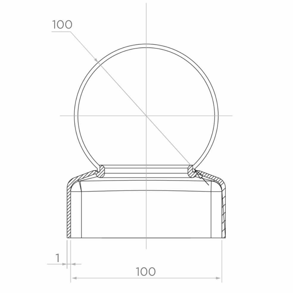Daszek stalowy na słupek fi 100 mm kula fi 100 mm