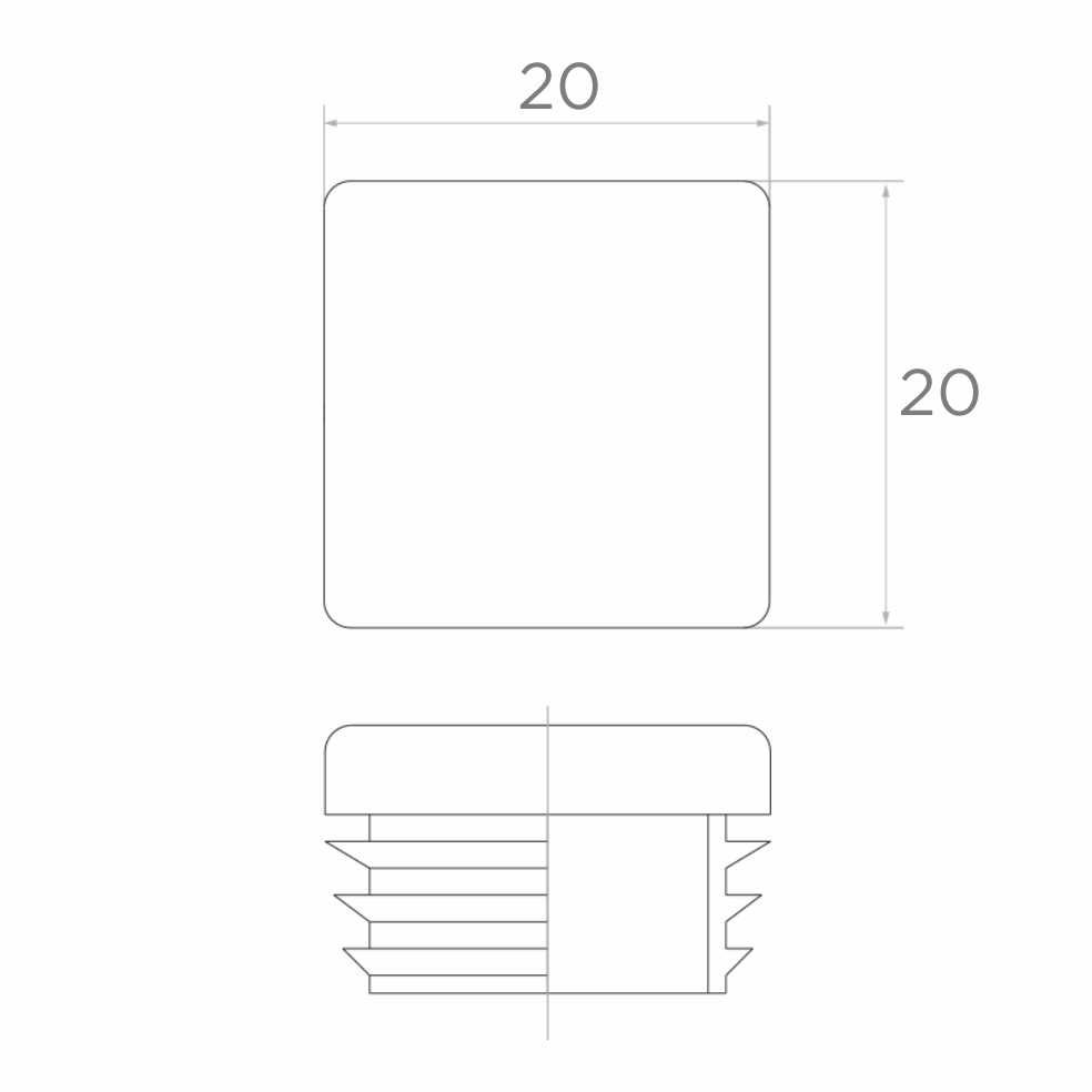 Zaślepka plastikowa do profilu kwadratowego 20 x 20 mm