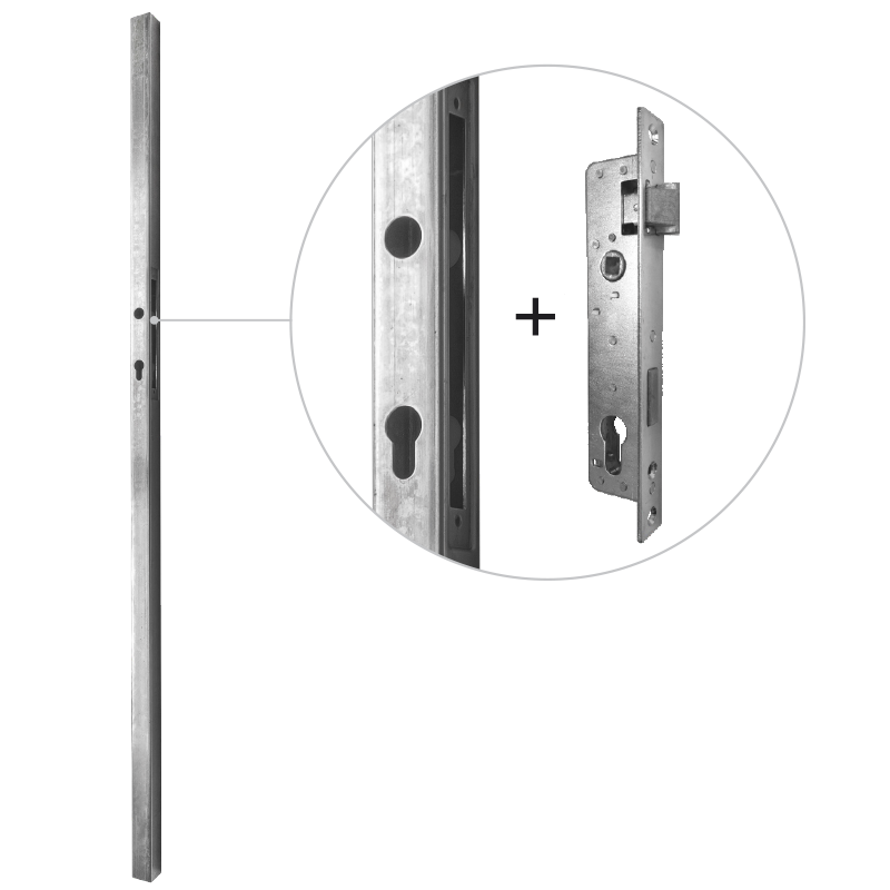 Słupek40x40x1,5x1500 mm z kasetą na zamek hakowy H40 Słupek40x40x1,5x1500 mm z kasetą na zamek hakowy H40