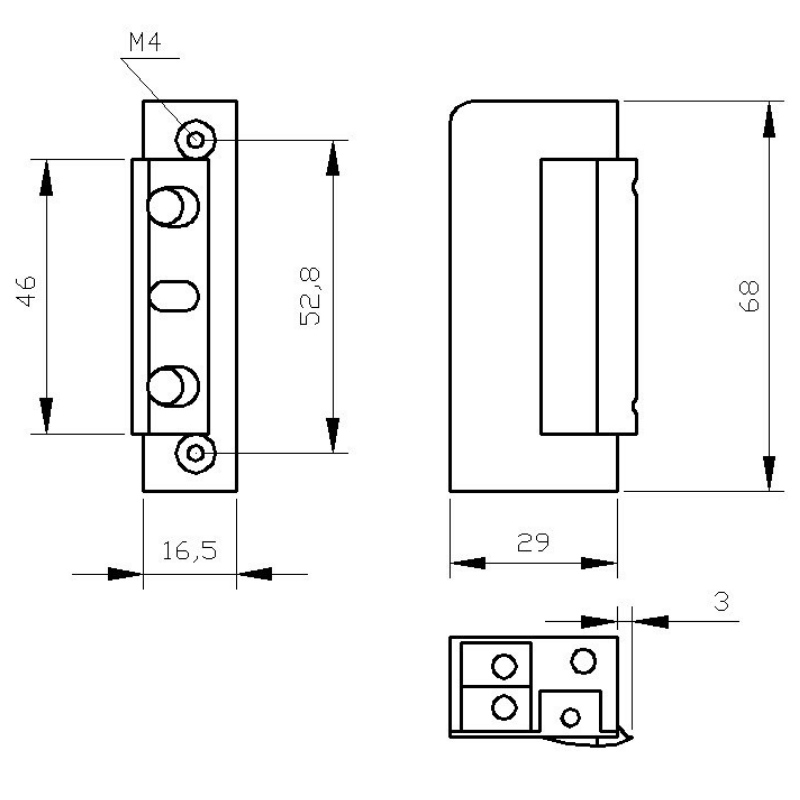 Elektrozaczep symetryczny do furtki lub drzwi 16,5 mm (R5) - z regulacją, pamięcią i blokadą, 12 V