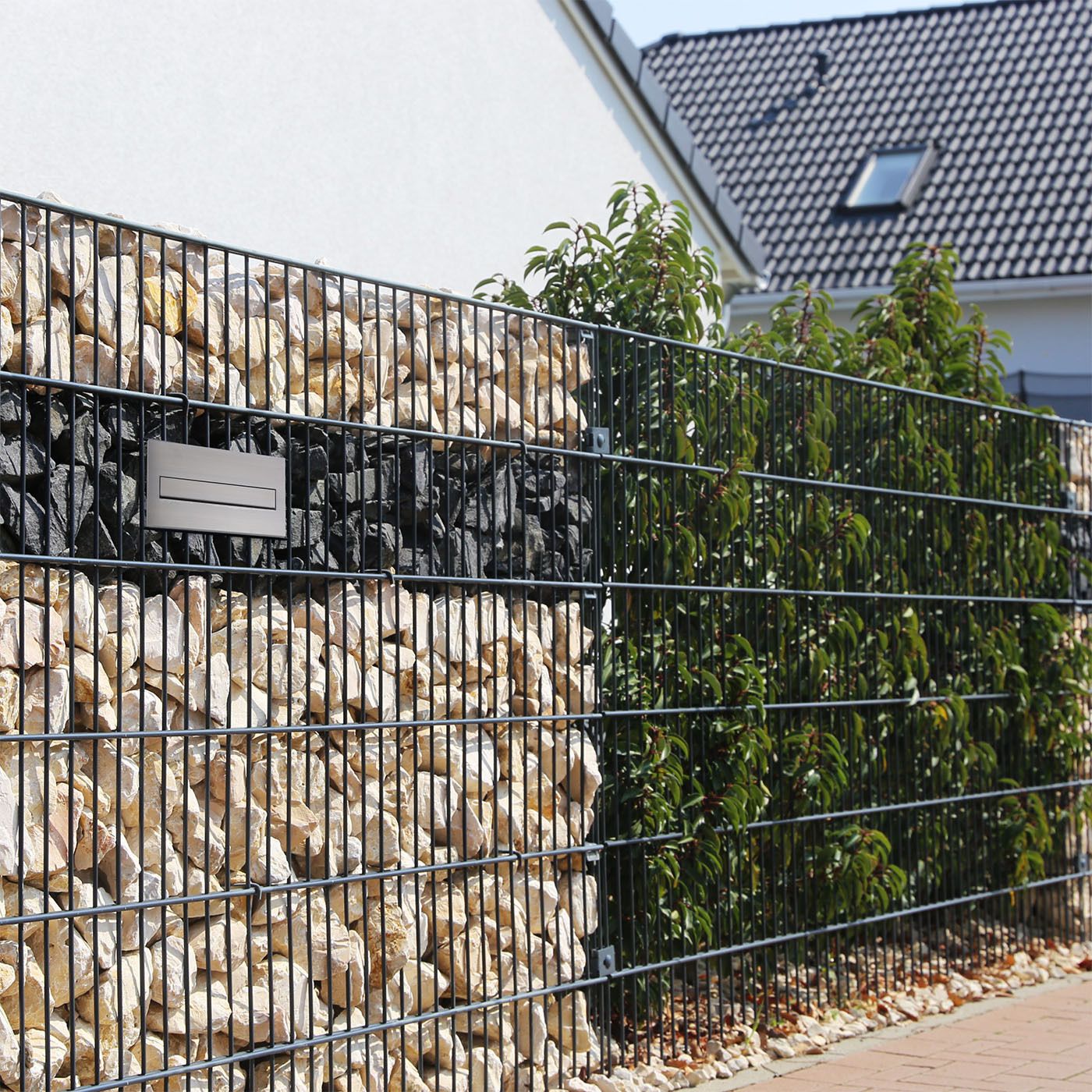 Skrzynka na listy przelotowa z szufladą PM PN 620, srebrna