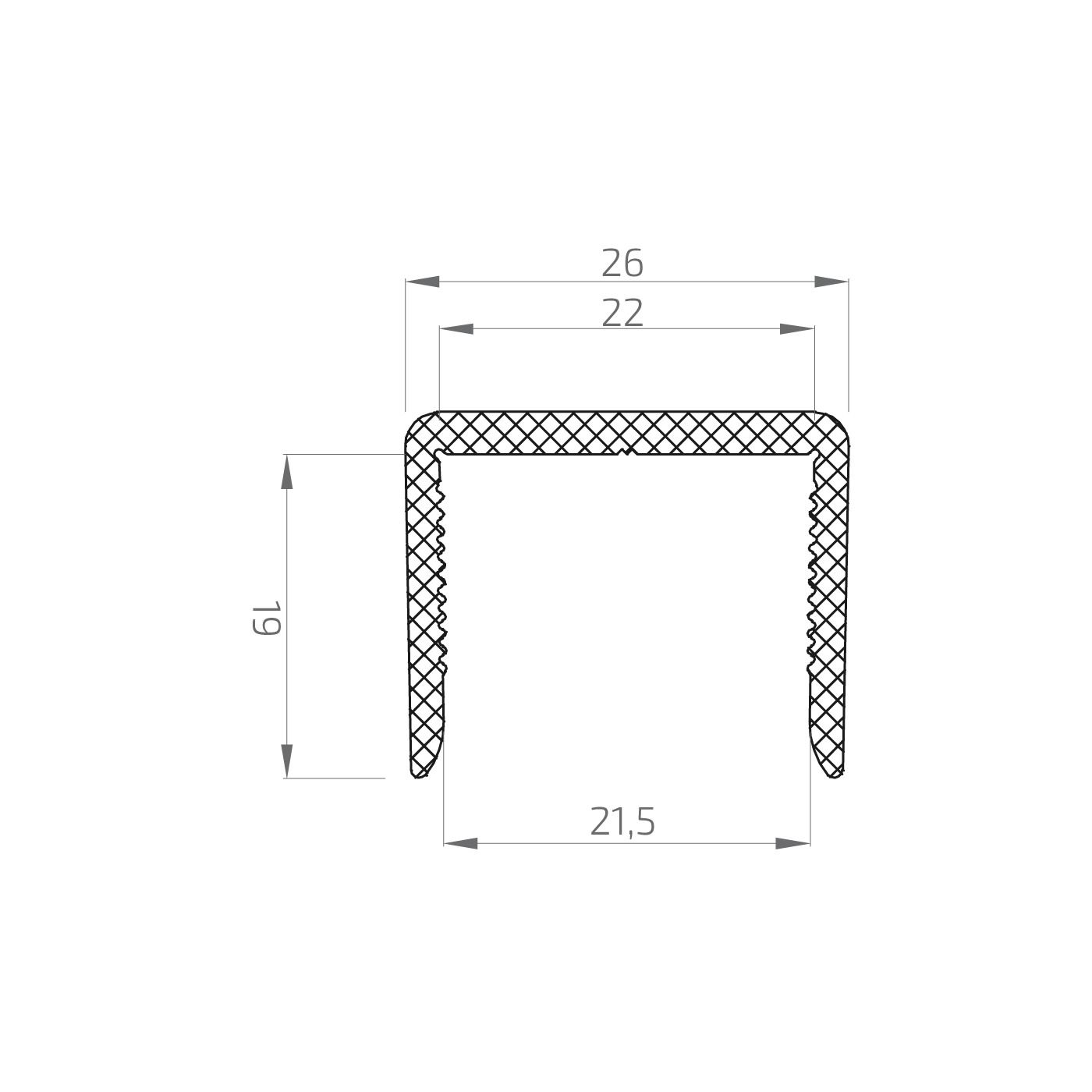 Uszczelka do pochwytu aluminiowego - na szkło o grubości 20 - 21,52 mm, 5 m - Kozza