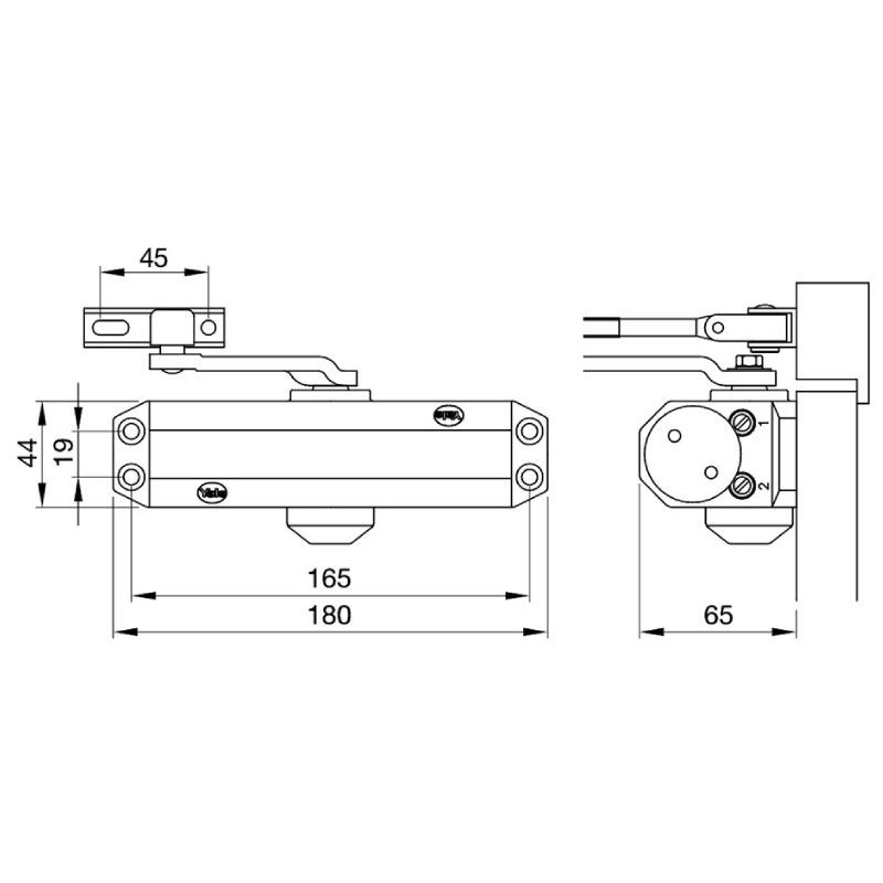 Samozamykacz drzwiowy MP522 srebrny YALE Samozamykacz drzwiowy MP522 srebrny YALE