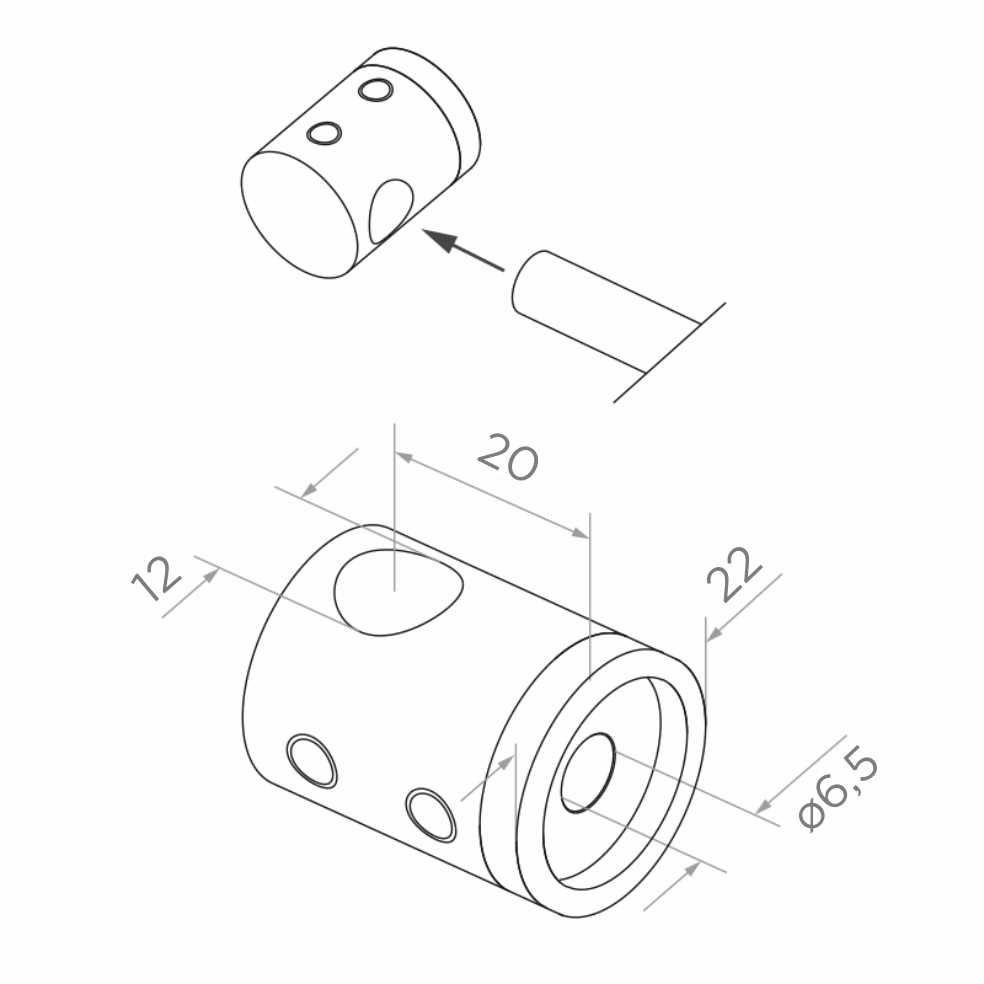 Uchwyt startowy lewy pręta fi 12 mm, mocowany do płaszczyzny, stal nierdzewna, połysk