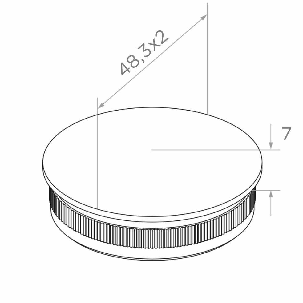 Zaślepka poręczy fi 48,3 mm, wypukła, wbijana, H7 mm, stal nierdzewna, satyna