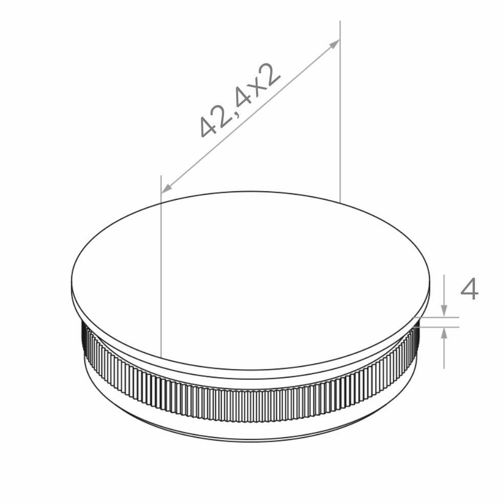 Zaślepka poręczy fi42,4 mm, płaska, wbijana, H4 mm, stal nierdzewna, satyna