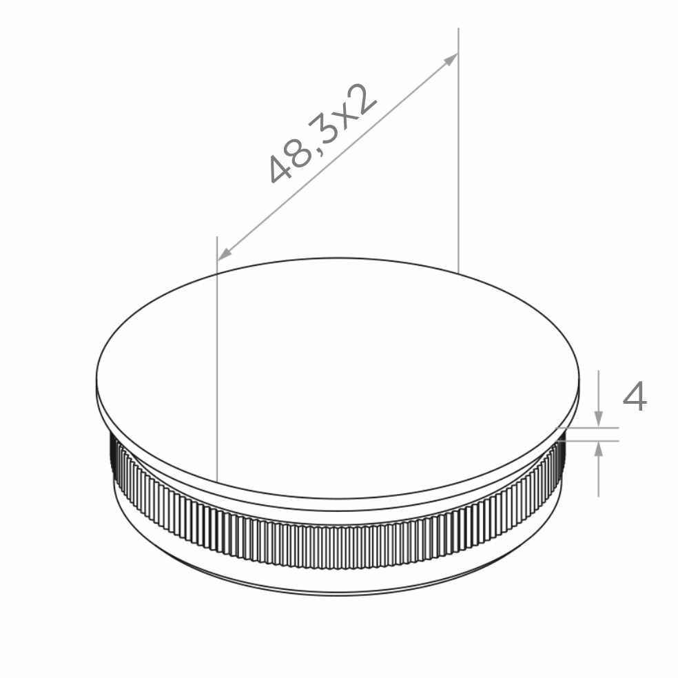Zaślepka poręczy fi 48,3 mm, płaska, wbijana, H3 mm, stal nierdzewna, satyna