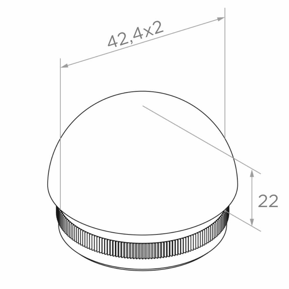 Zaślepka poręczy lub słupka balustrady fi42,4 mm, elipsoidalna wbijana, stal nierdzewna, satyna