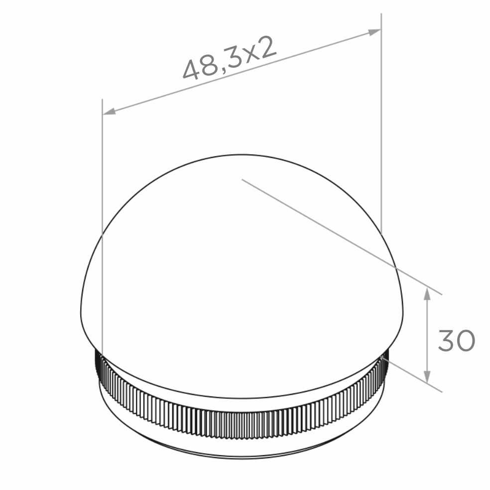 Zaślepka elipsoidalna do poręczy fi48,3 mm, wbijana, H27 mm, stal nierdzewna, satyna