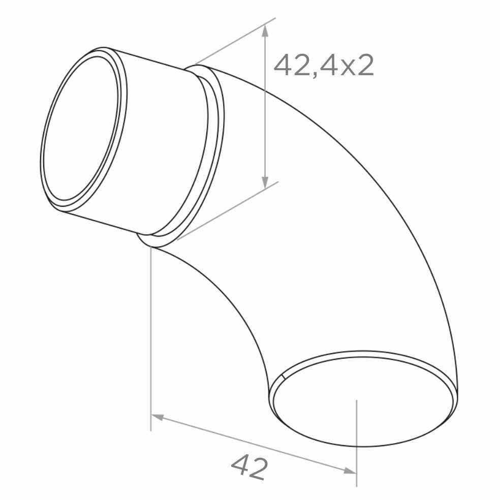 Zakończenie poręczy fi42,4 mm, kolano, stal nierdzewna, satyna