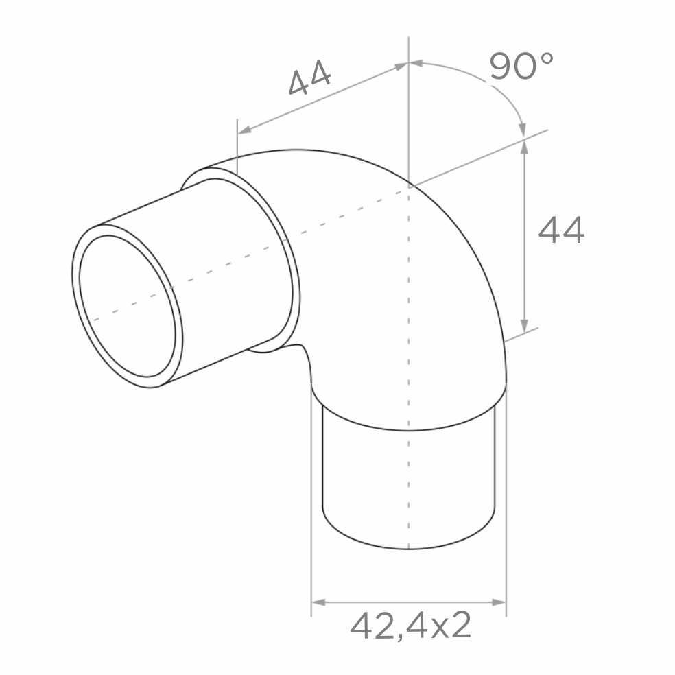 Łącznik balustrady fi42,4 mm R44, do wklejenia, połysk