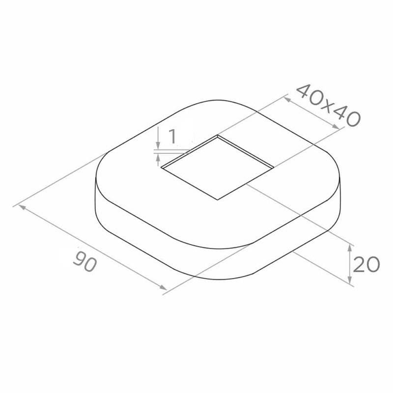 Maskownica ze stali nierdzewnej 91x91 mm, otwór 40x40 mm stal nierdzewna, satyna Maskownica ze stali nierdzewnej 91x91 mm, otwór 40x40 mm stal nierdzewna, satyna
