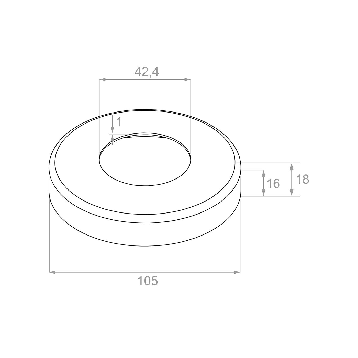 Maskownica ze stali nierdzewnej fi105 mm do słupka 42,4 mm, połysk