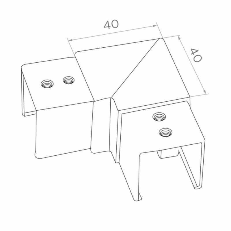 Łącznik balustrady do wspawania, kolano 90° poziome, H30 mm 40x40 mm, stal nierdzewna, satyna