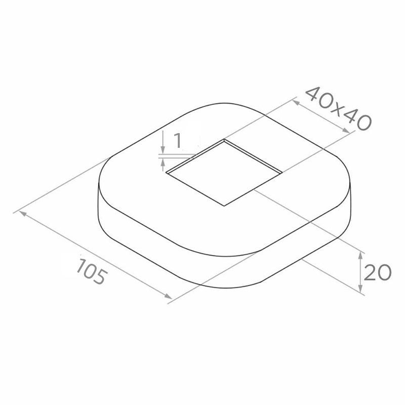Maskownica 105x105/40x40/H20/0,8 mm, zaokr.narożniki (AISI 304, SYST.40X40, SATYNA)