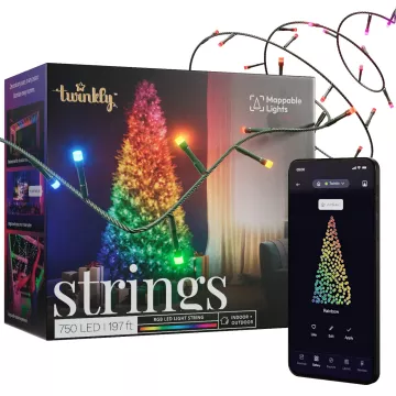 Inteligentne oświetlenie Twinkly Strings - 750 RGB Lights String, Black Wire, Plug F