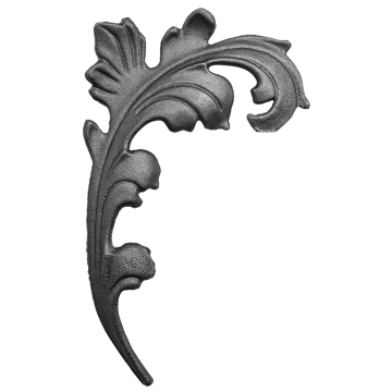 Liść stalowy ozdobny H250 x L150 x 4 mm prawy