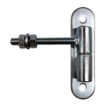Zawias regulowany toczony fi 24+M12 z kulą i szyldem 150 x 40 mm