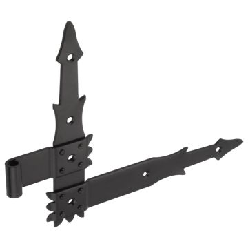 Okiennicowy zawias kątowy lewy czarny D9 x H220 x L295 x 2,8 mm grubości