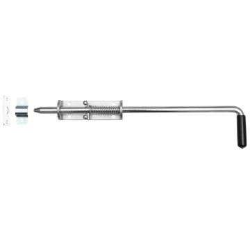 Rygiel do bramy lub furtki ze sprężyną. 420x14 mm, ocynkowany