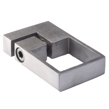 Mocowanie słupa balustrady 40x40 mm z obejmą zaciskową, długość 80 mm, szerokość 47 mm, stal nierdzewna, satyna