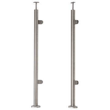 Słupek balustradowy końcowy prawy/lewy ze stali nierdzewnej – fi 42,4/ H1060/ 1102,4 mm/ 2 uchwyty, szlifowany