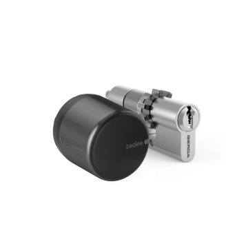 Zestaw inteligentny zamek Tedee Lock GO2 (aluminium) grafitowy z czarnym przyciskiem + wkładka Gerda SLR 30-61/30 mm (Typ B)
