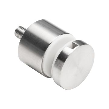 Uchwyt punktowy rotula do szkła fi 30/M8, dystans gwintowany 20 mm do powierzchni płaskiej, stal nierdzewna, satyna