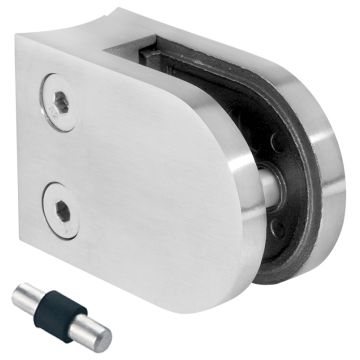 Uchwyt do szkła zaokrąglony 63x45x30 mm do słupka 48,3 mm, stal nierdzewna, satyna