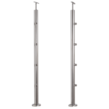 Słupek balustradowy przelotowy ze stali nierdzewnej – fi 42,4/ H1060 mm/ 1102,4 mm/ 4 uchwyty, szlifowany